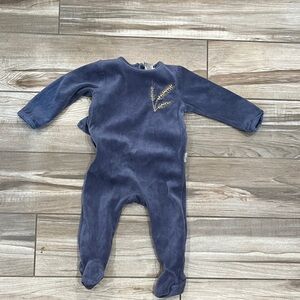 Blue velour Kids One Piece footie